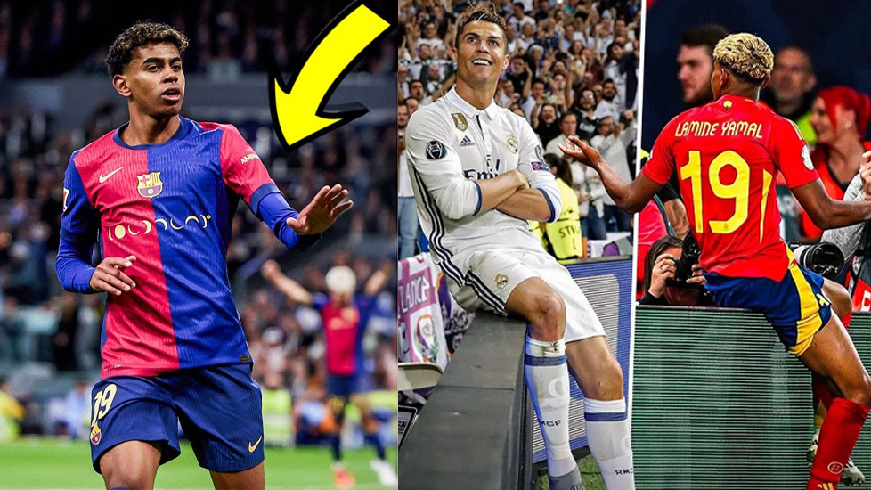 Yamal bắt chước kiểu mừng bàn thắng của Ronaldo