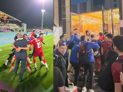 U23 Jordan kéo sang khách sạn của U23 VN ăn mừng hai đội vào tứ kết