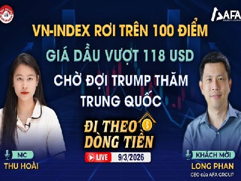 VN-INDEX RƠI TỰ DO 115 ĐIỂM, GIÁ DẦU VƯỢT 118 USD, TRUMP THĂM TRUNG QUỐC