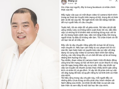 Nhạc sĩ Minh Khang lên tiếng vụ cãi lộn với tài xế Grab