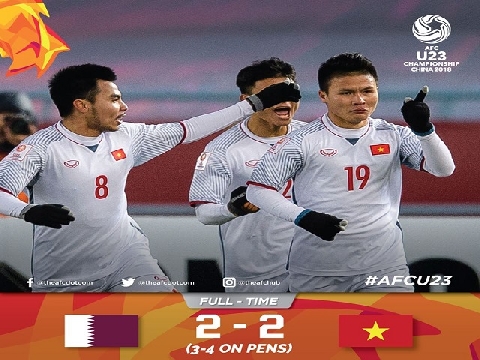 U23 Việt Nam 2-2 (Pen 4-3) U23 Qatar (Bán kết U23 Châu Á 2018)